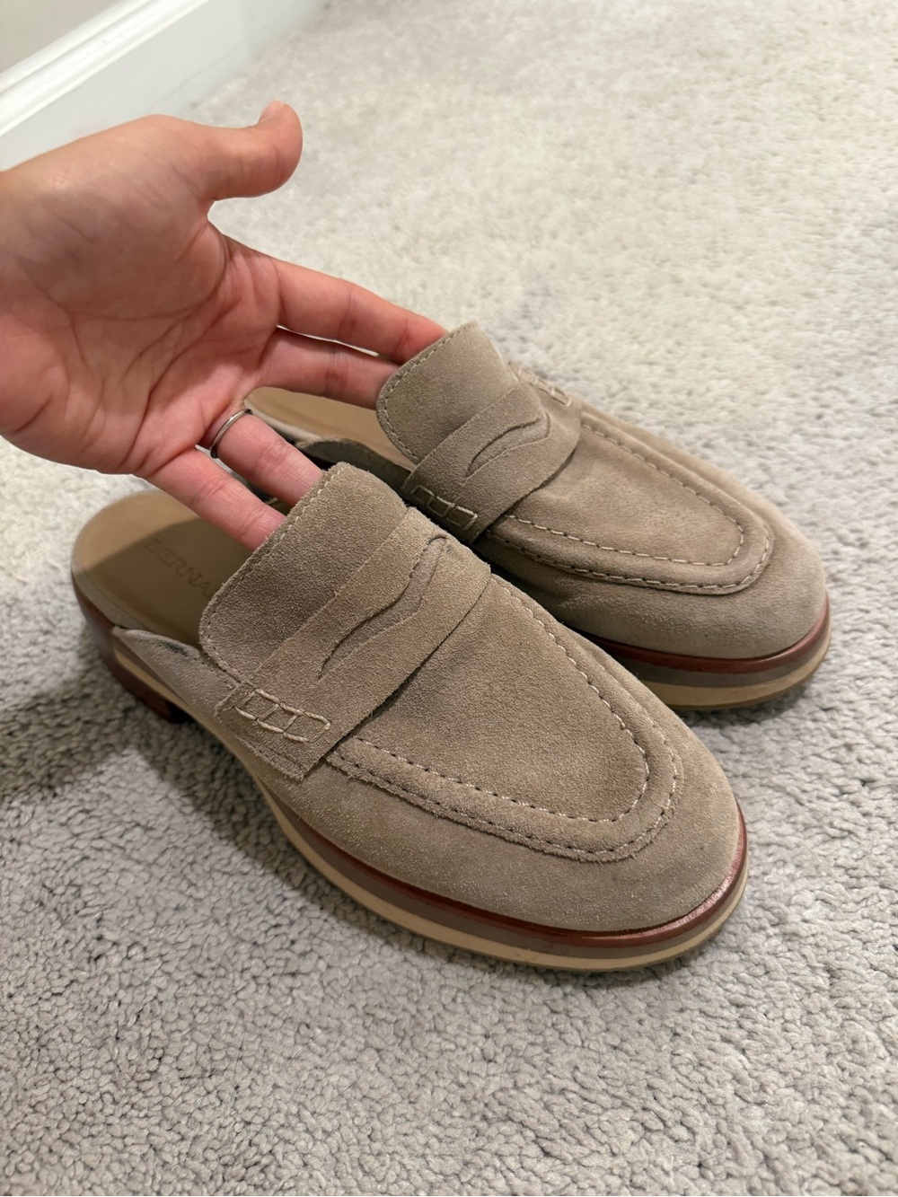 Womens Suede Slip-On  Loafer Mule